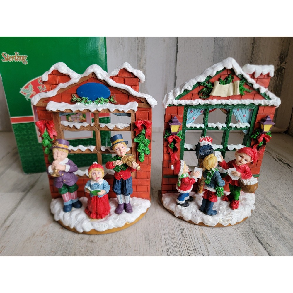 Vintage‎ carolar bookend set window Xmas home decor snow unique
